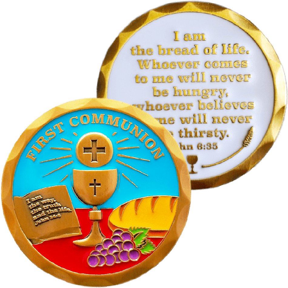 Antique Gold First Communion Pocket Token