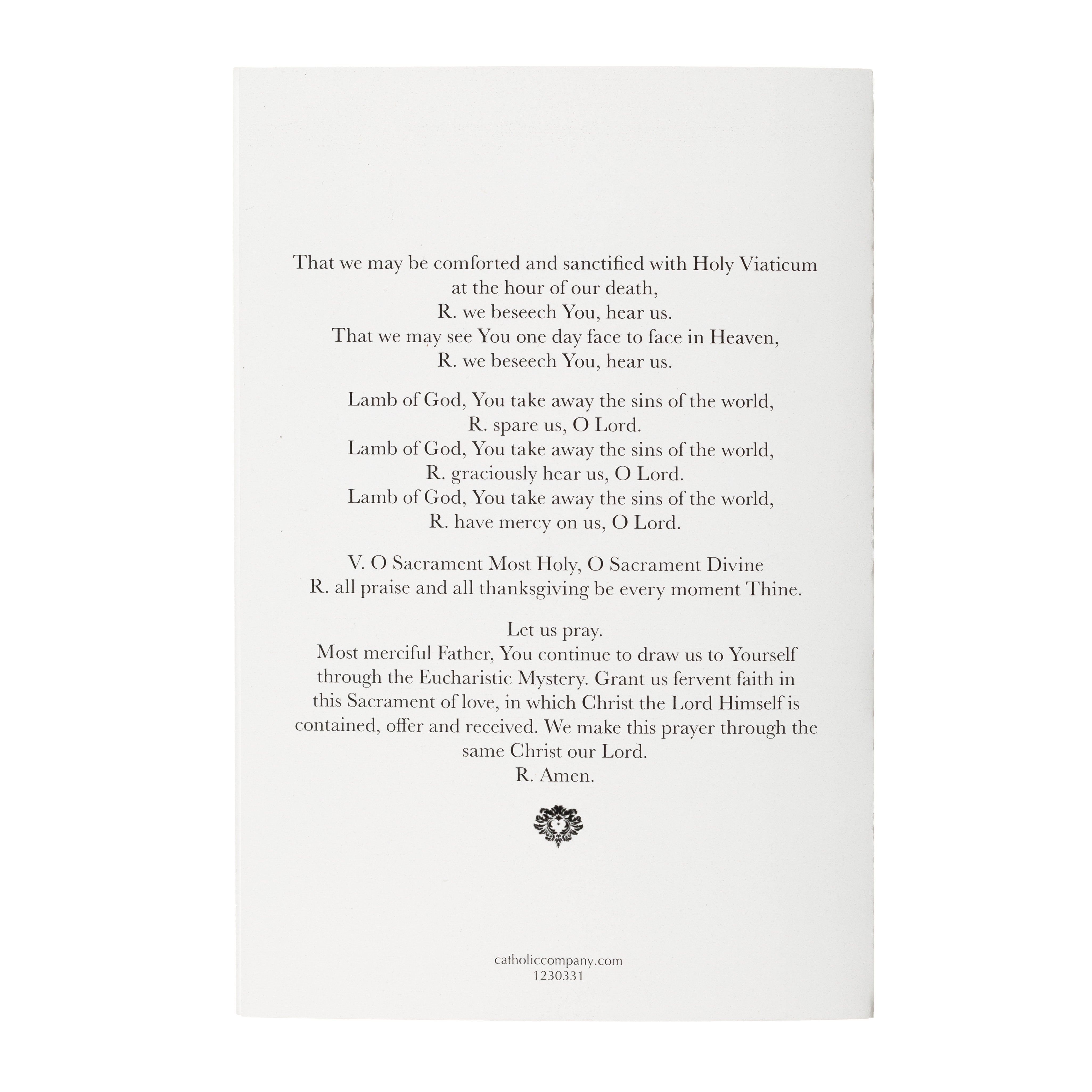 Litany of the Most Blessed Sacrament Folded Prayer Card - Pack of 50