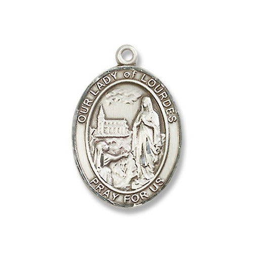 Sterling Silver Our Lady of Lourdes Pendant w/ Chain