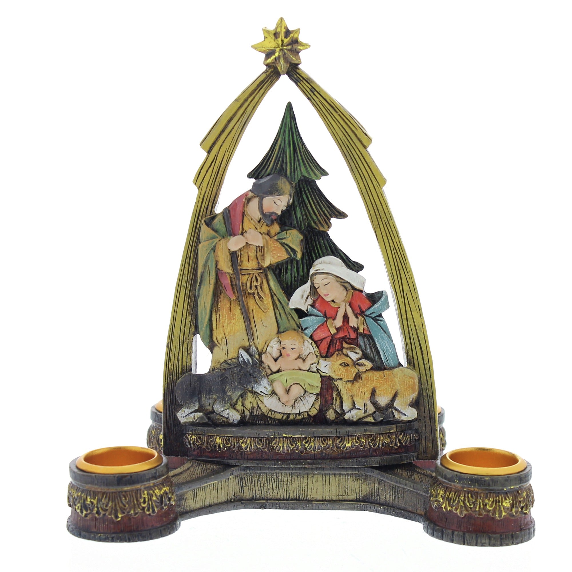 Advent Candleholder with Nativity Center
