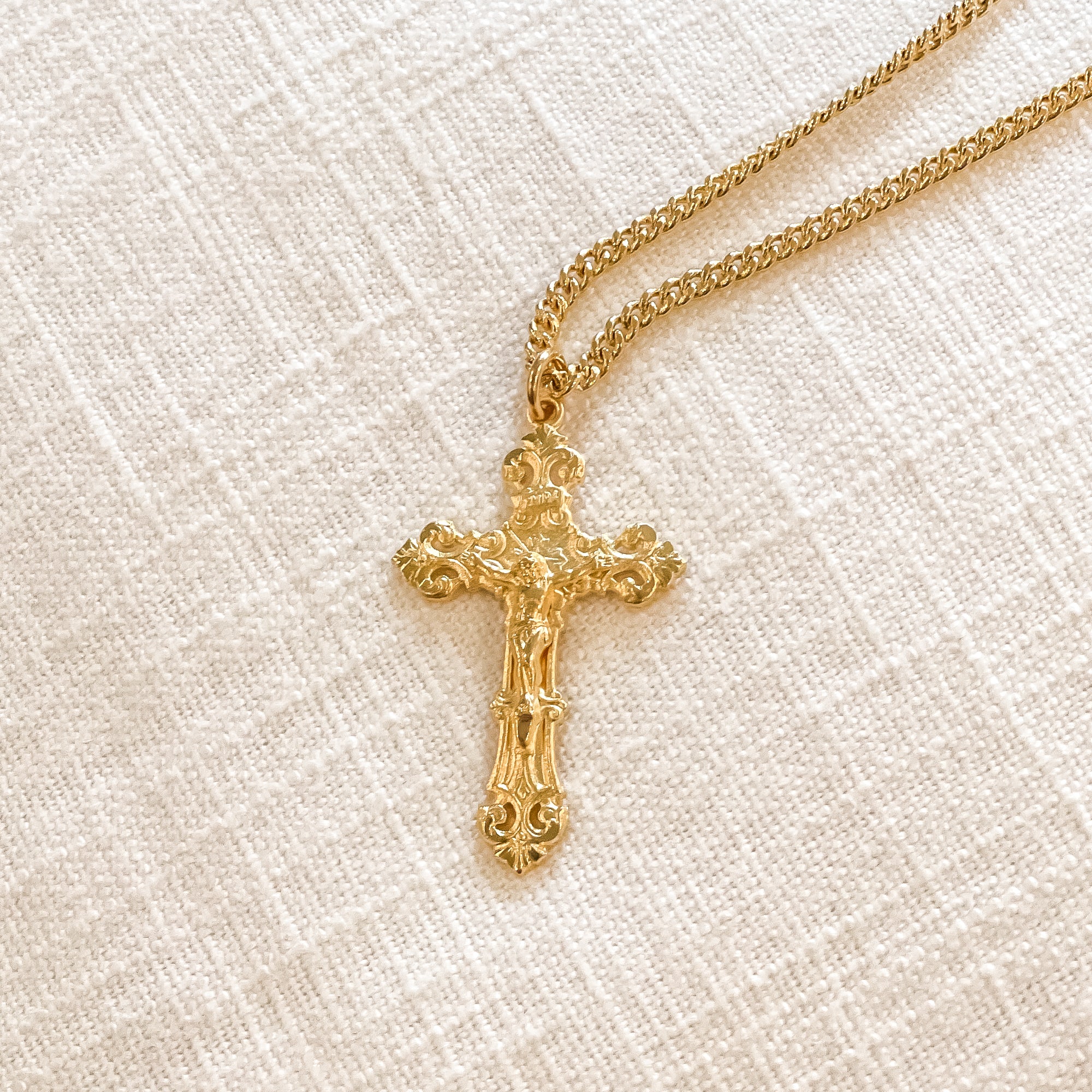 Gold/Sterling Silver Crucifix with 24 inch chain