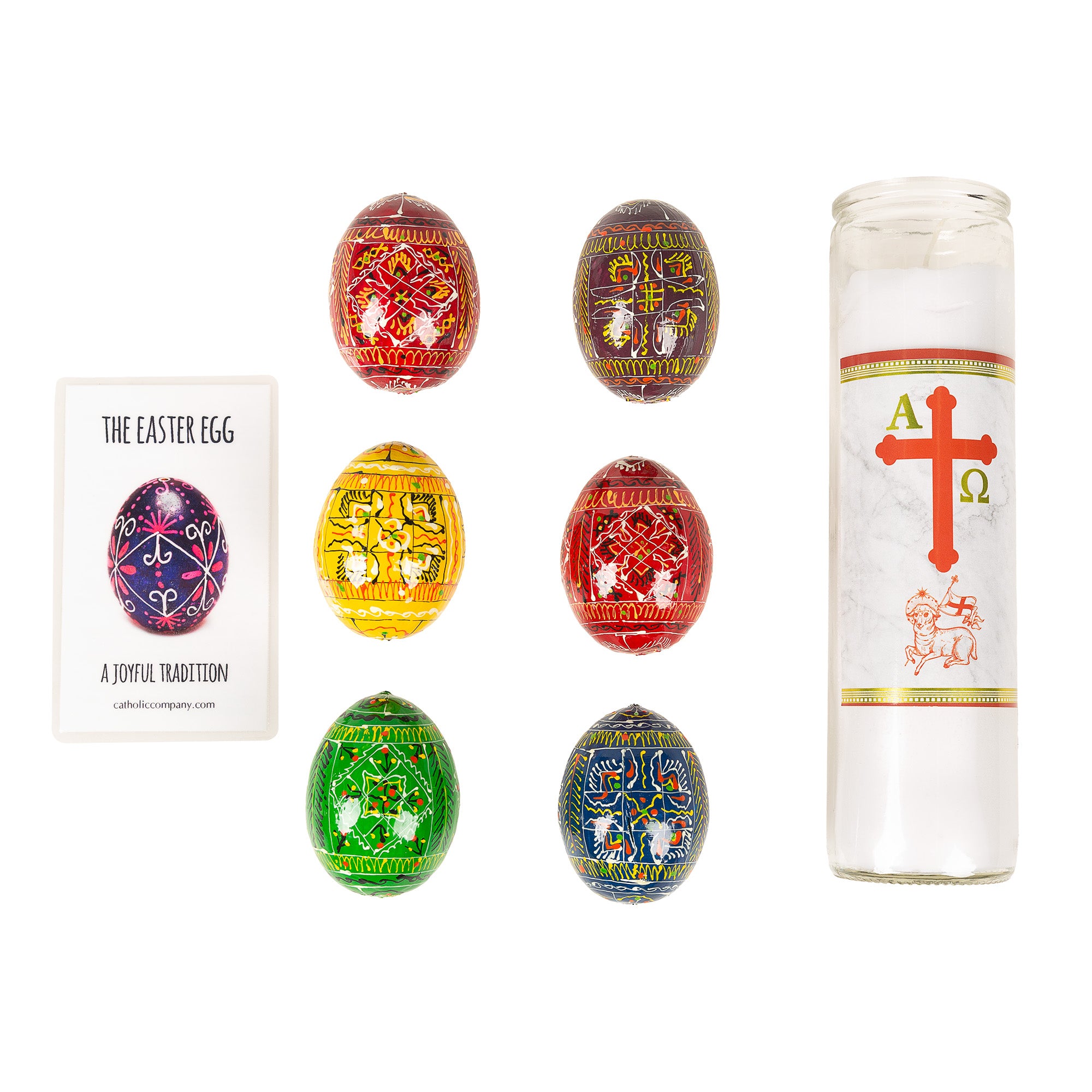 Wooden Easter Eggs - Set of 6 & Alpha & Omega Devotional 3 Day Candle Gift Set