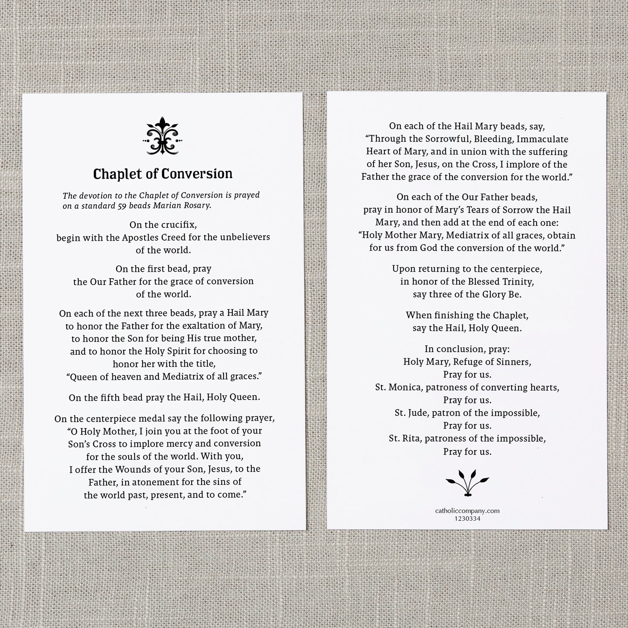 Chaplet of Conversion Prayer Card