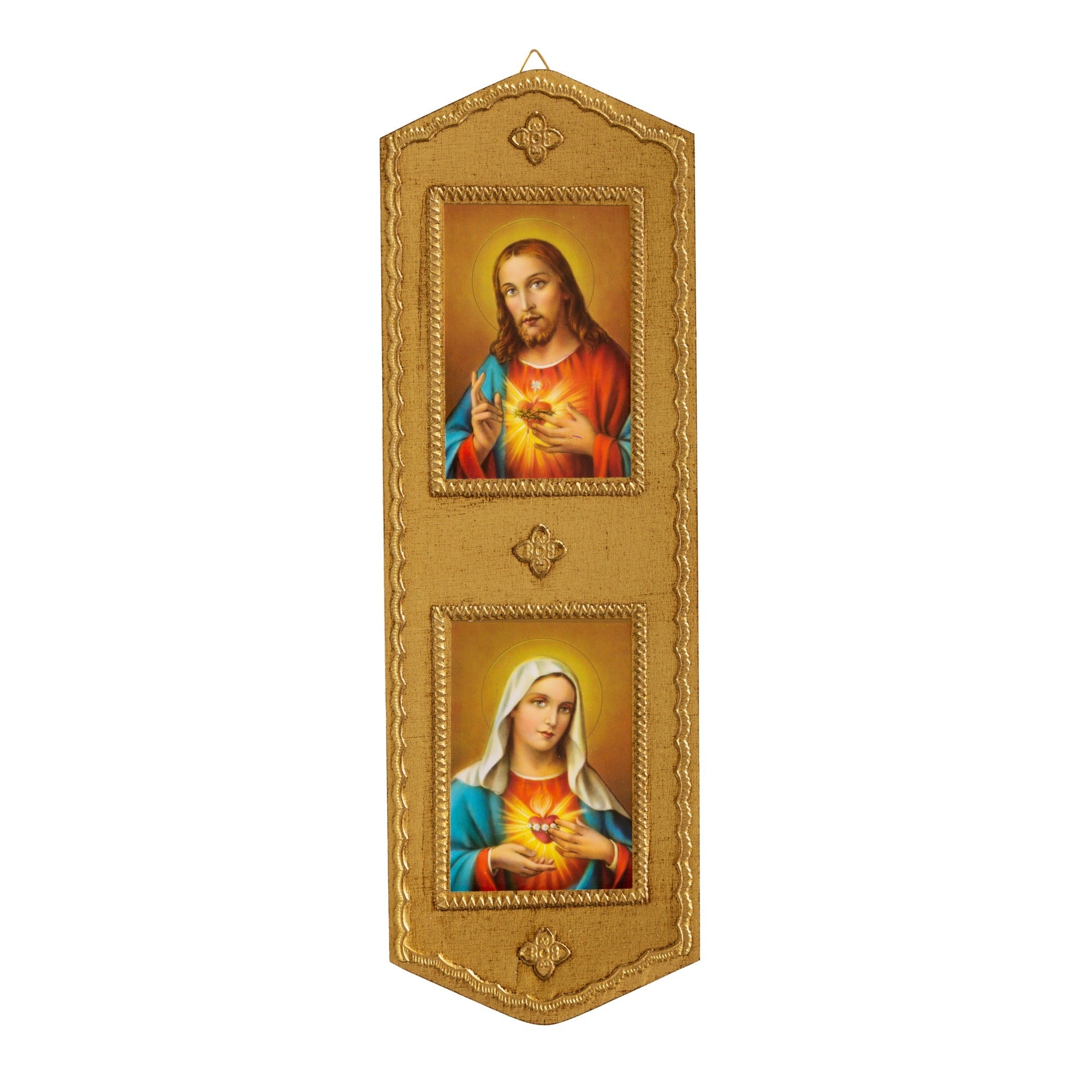 Vivid Sacred and Immaculate Hearts Italian Plaque