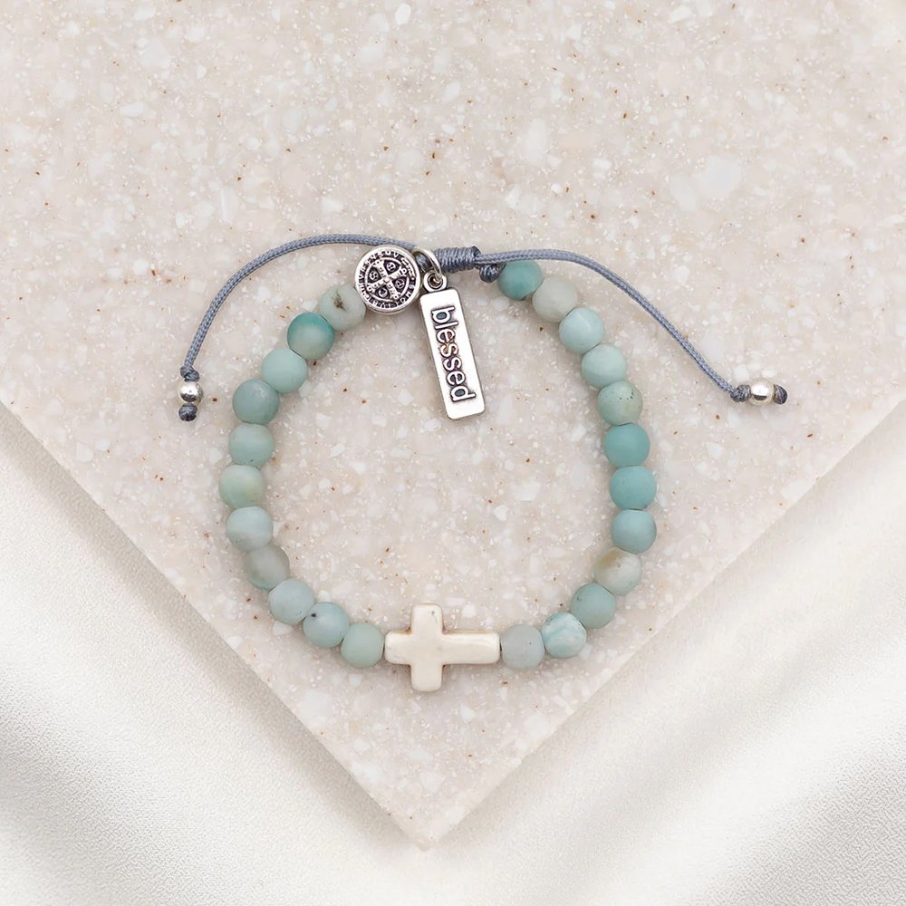 Divine Grace Amazonite Cross Bracelet
