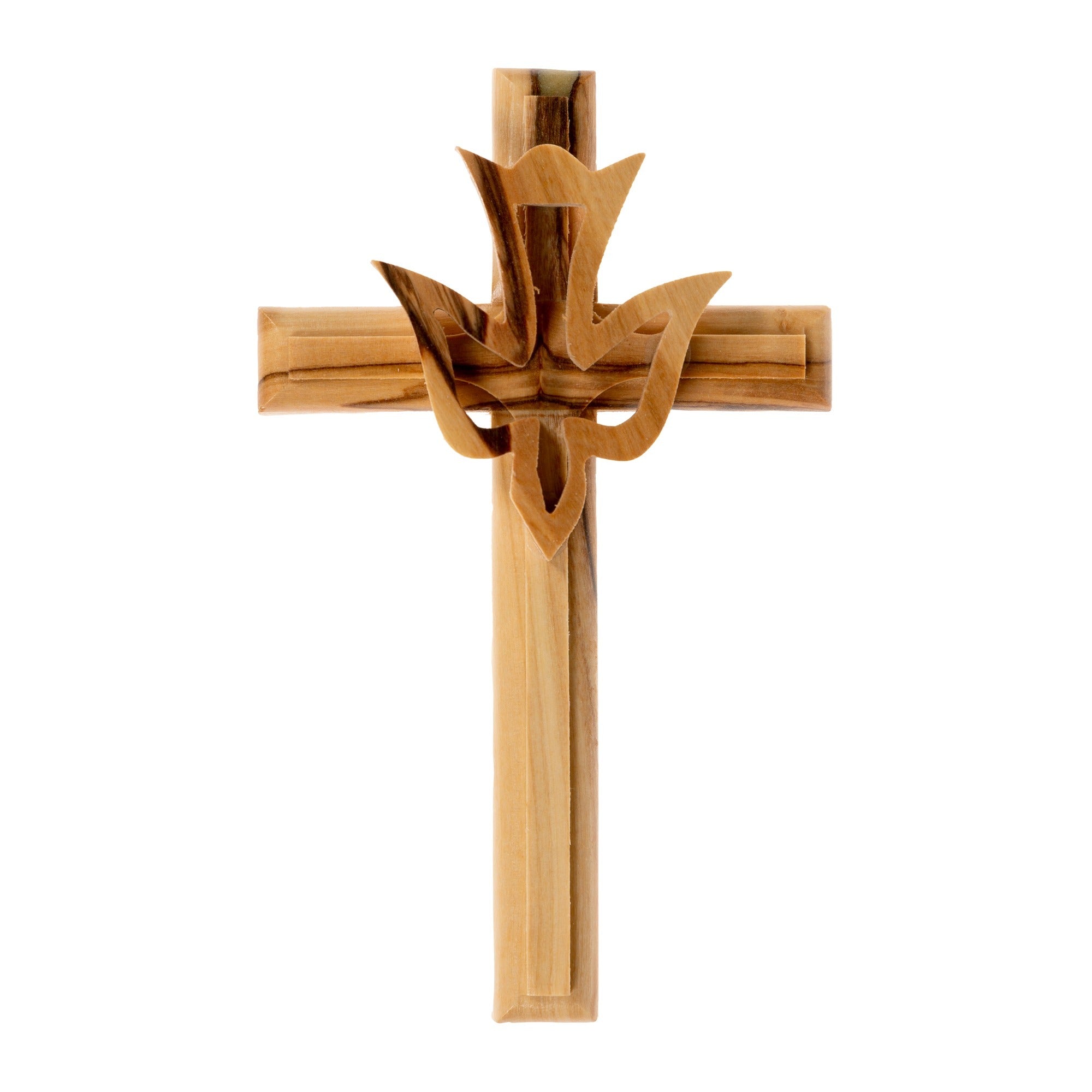 Bethlehem Olive Wood Wall Cross with Dove - 5"