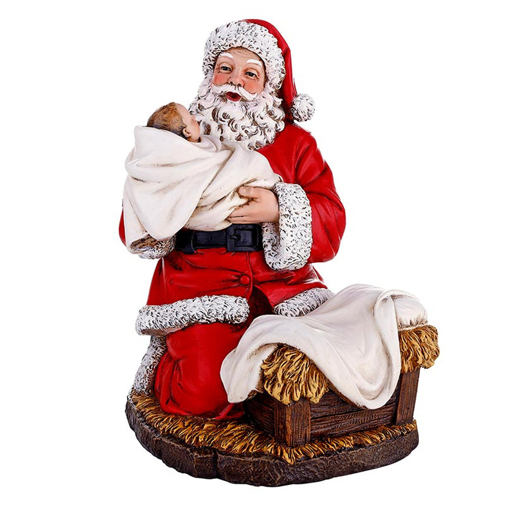 Adoring Santa Nativity Figurine - 9"