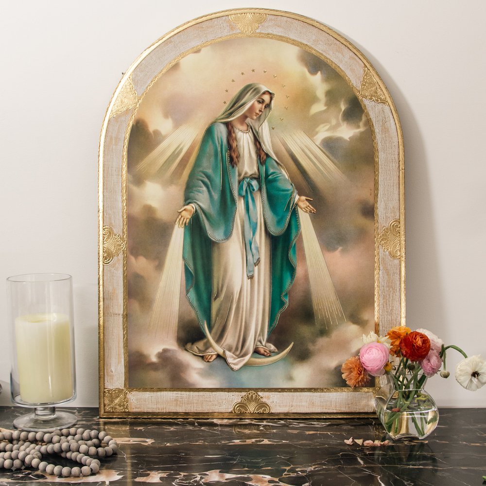 Miraculous Mary Arched Florentine Plaque