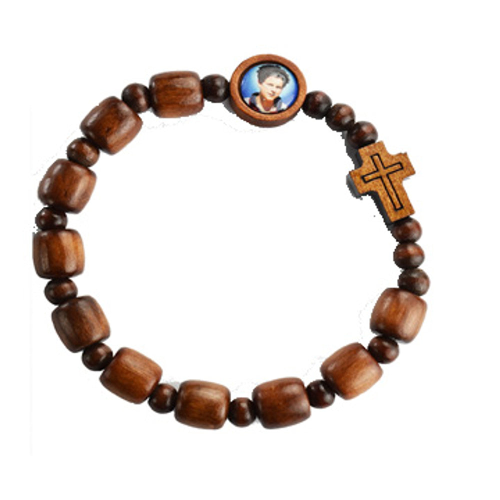 Carlo Acutis Brown Wood Rosary Bracelet