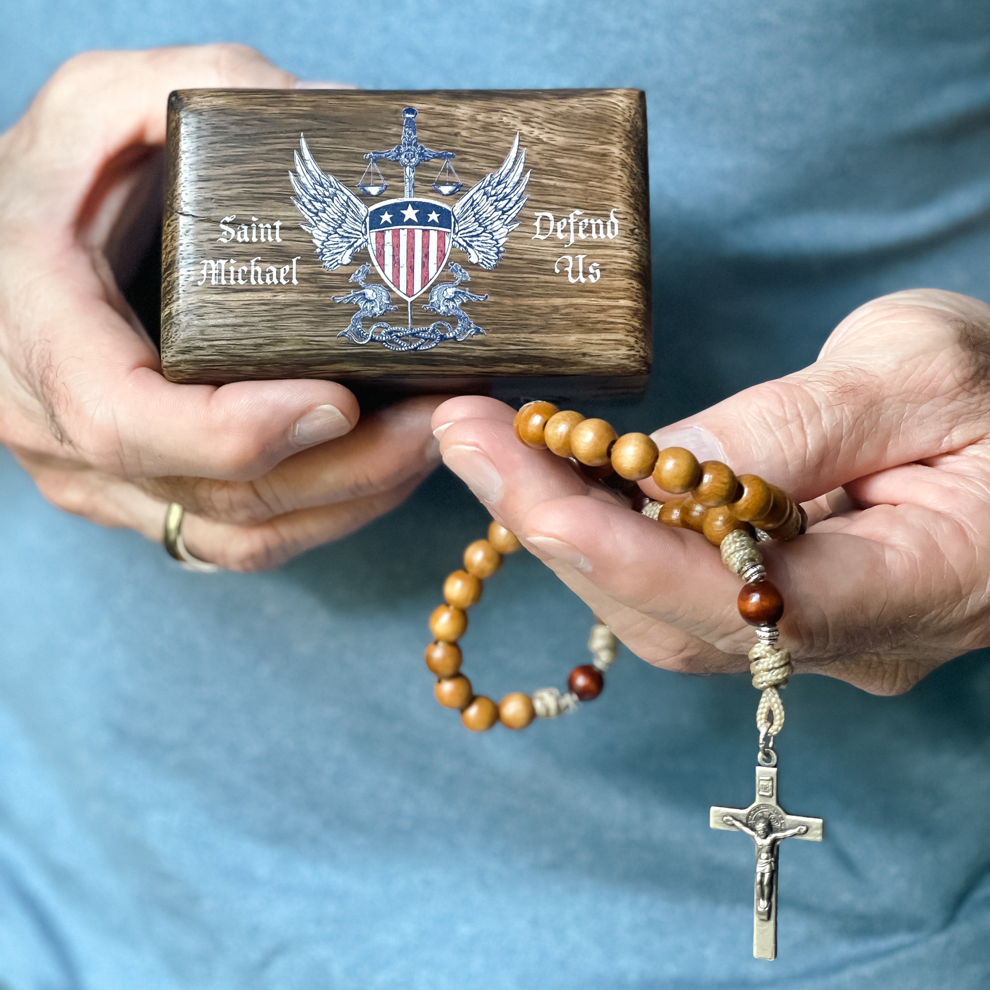 St. Michael Defend Us Rosary Box