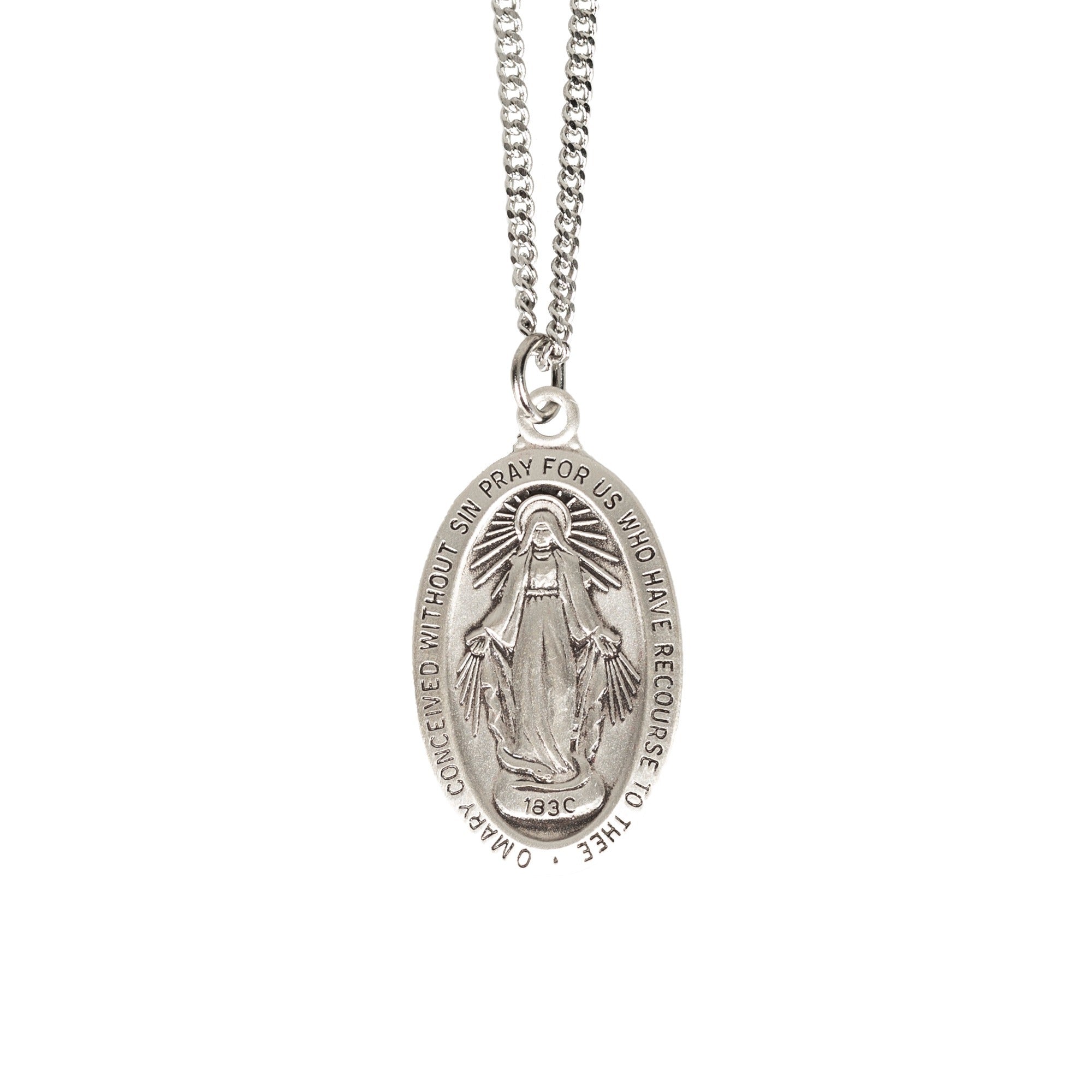 Sterling Silver Miraculous Medal on 18" chain