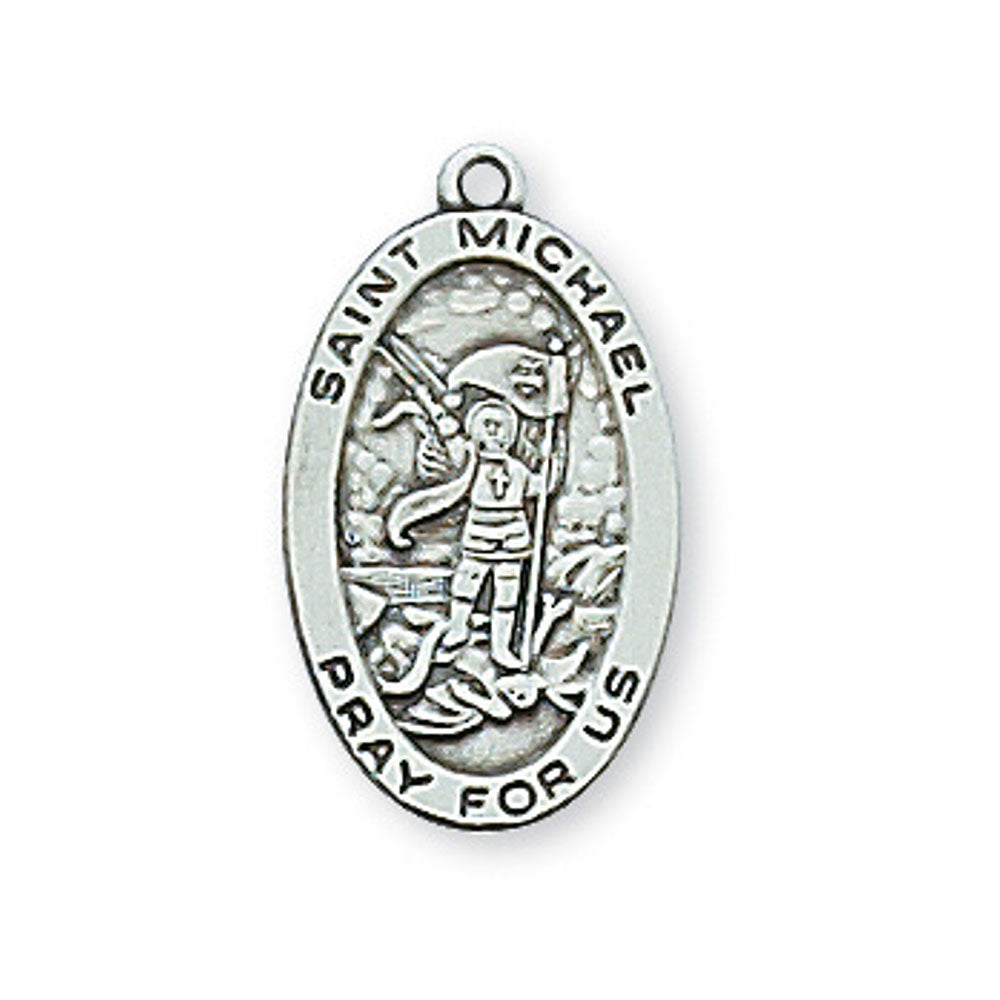 Sterling Silver St. Michael Medal with 18 inch chain