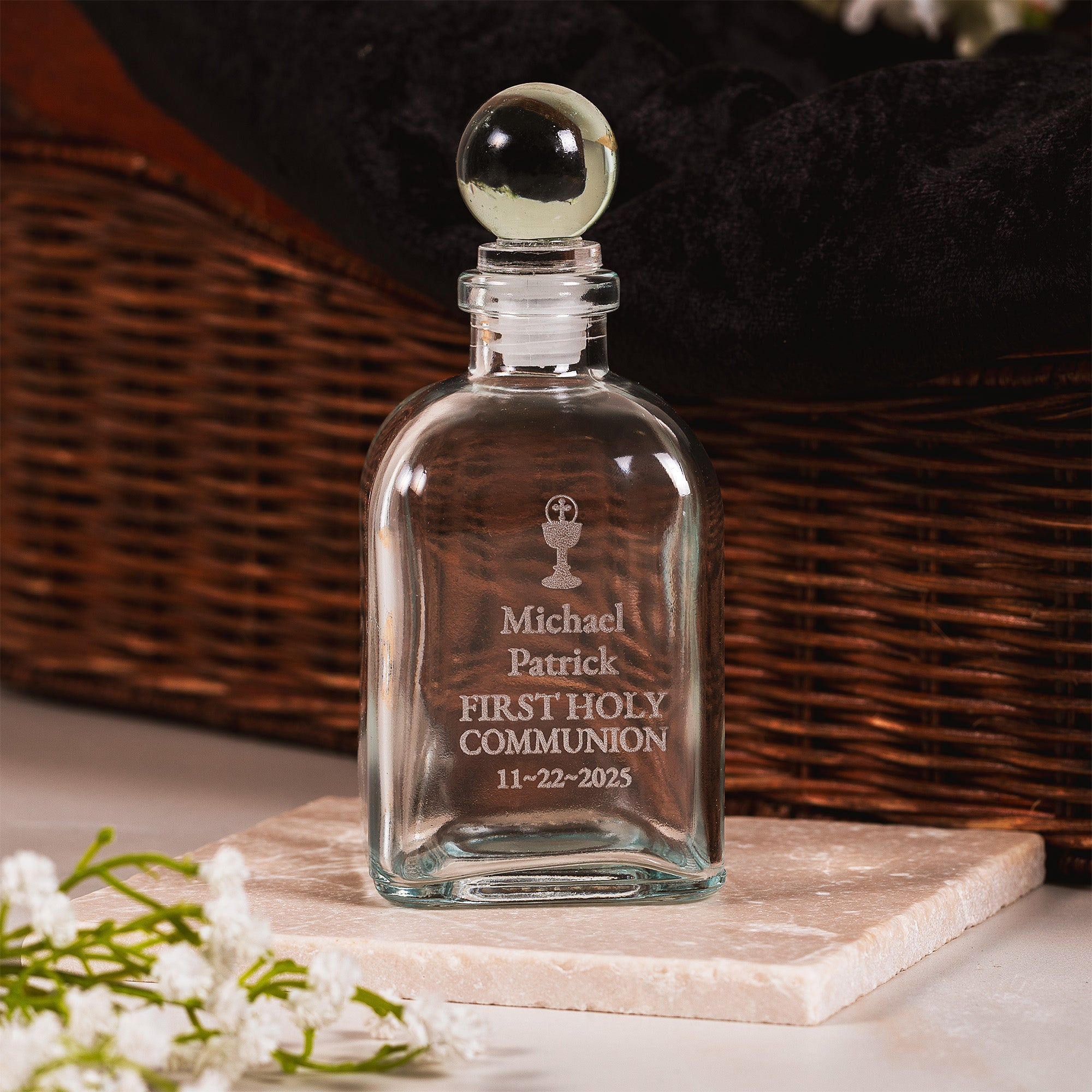 Personalized Classic First Communion Holy Water Bottle
