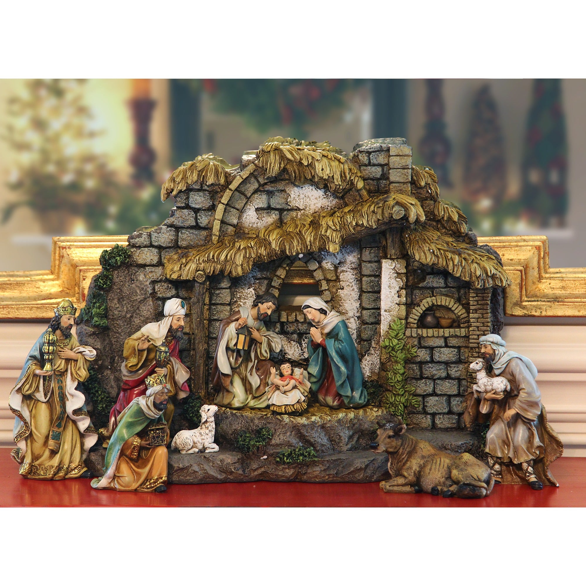 Nativity and Stable Scene 10 Piece Set with Removable Figures