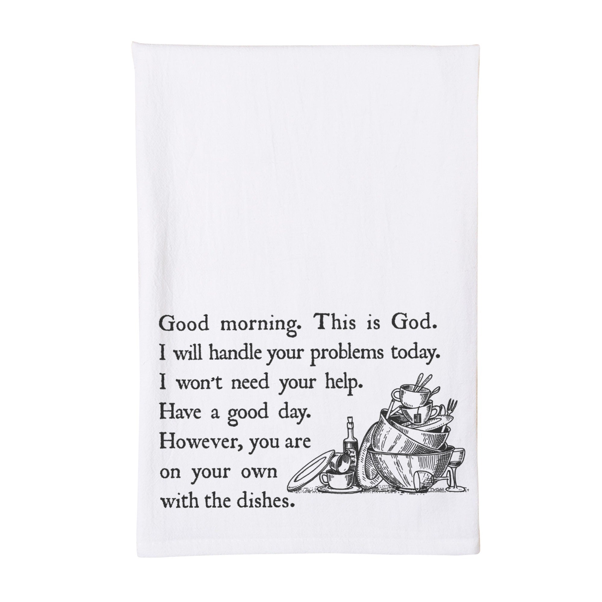 Whimsical Good Morning From God Dish Towel