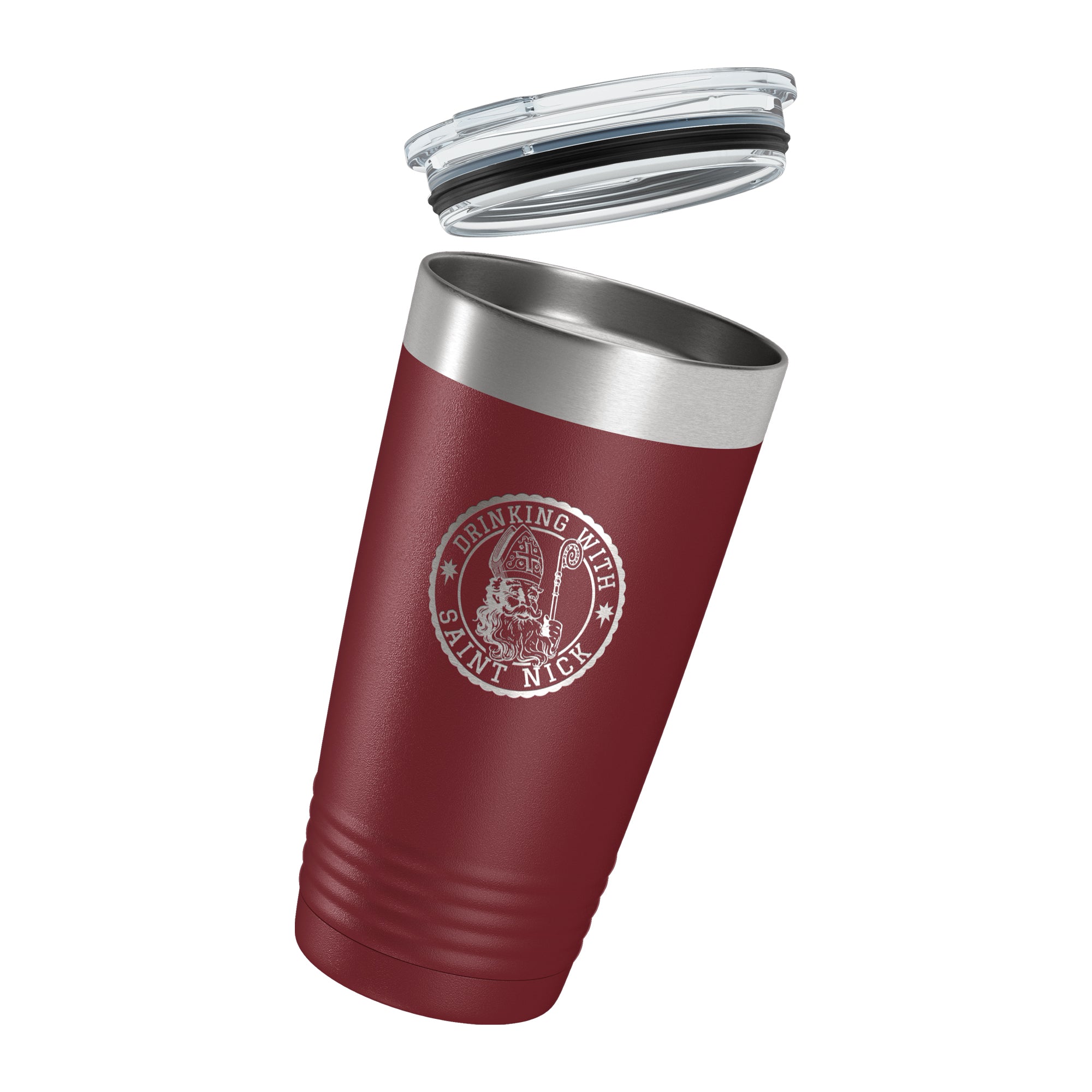 Personalized "Drinking with Saint Nick" Maroon 20oz Tumbler