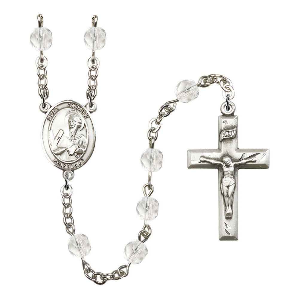 St. Andrew The Apostle Crystal April Rosary 6mm