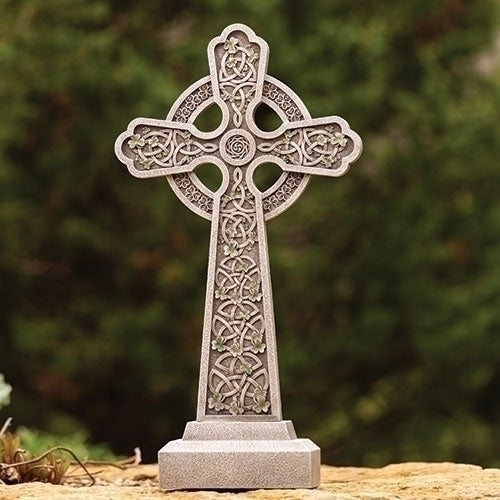 Celtic Garden Cross with Shamrocks - 20.5"