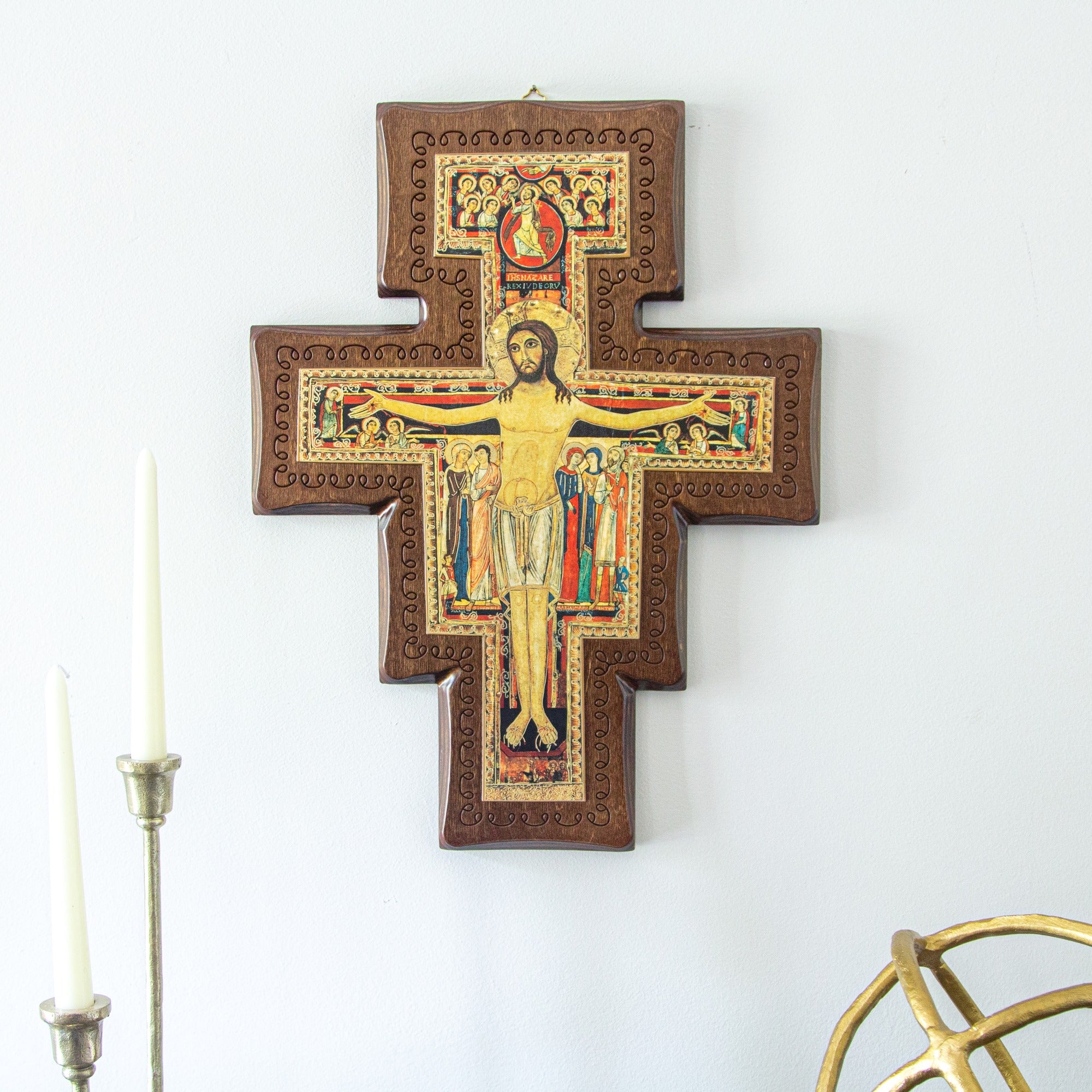 San Damiano Crucifix Dark Wood - 18"