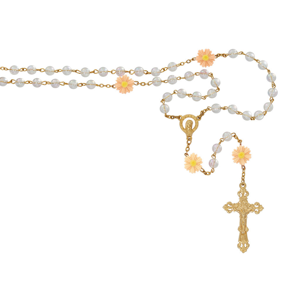 Pink & White Daisy Marian Rosary
