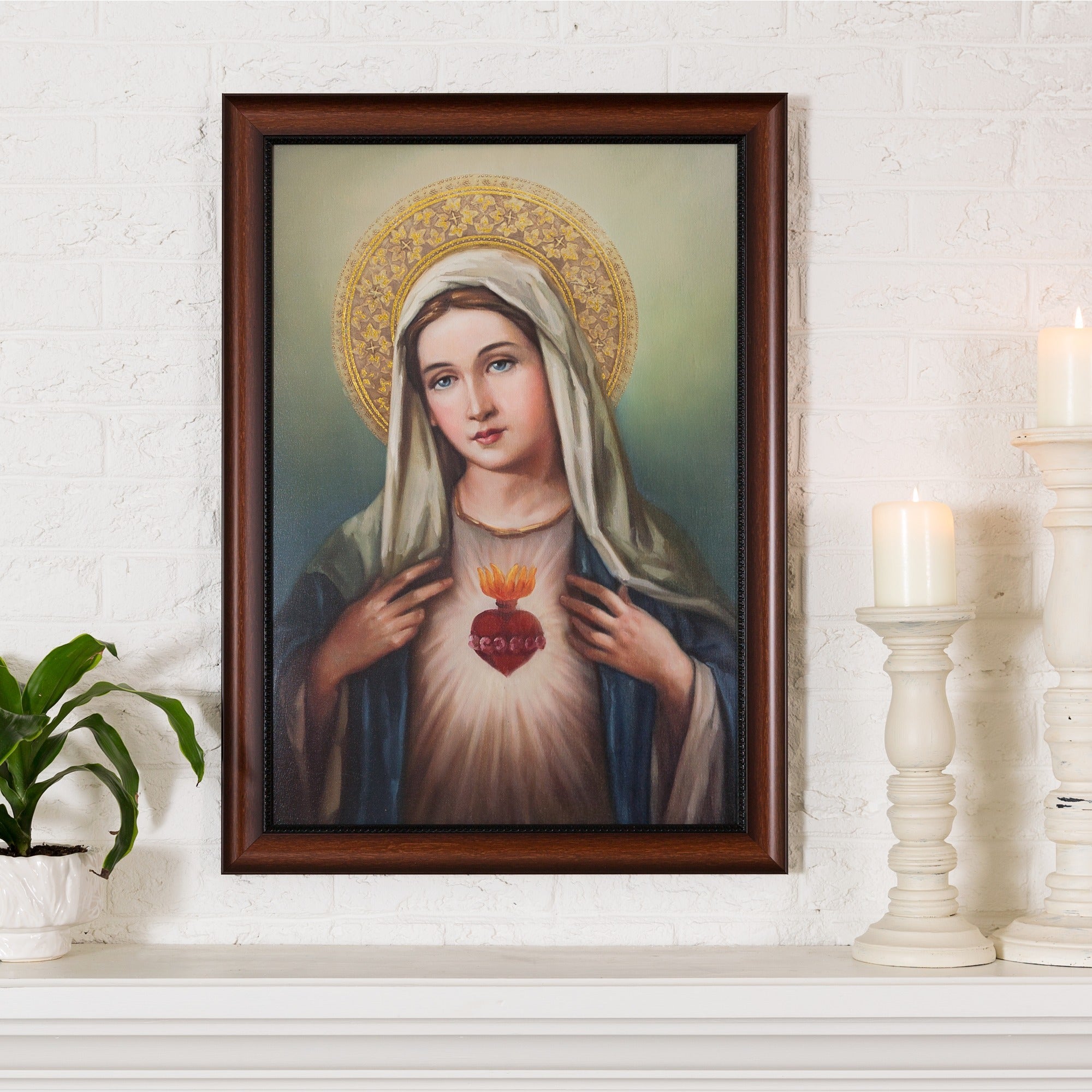 Immaculate Heart of Mary in Walnut Finish Frame