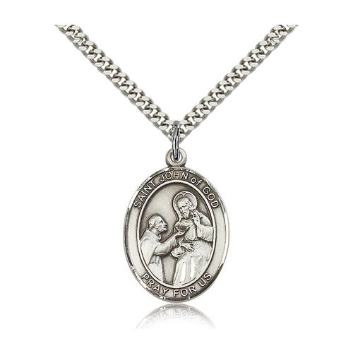 St. John of God Pendant with Chain, Bliss, Sterling Silver