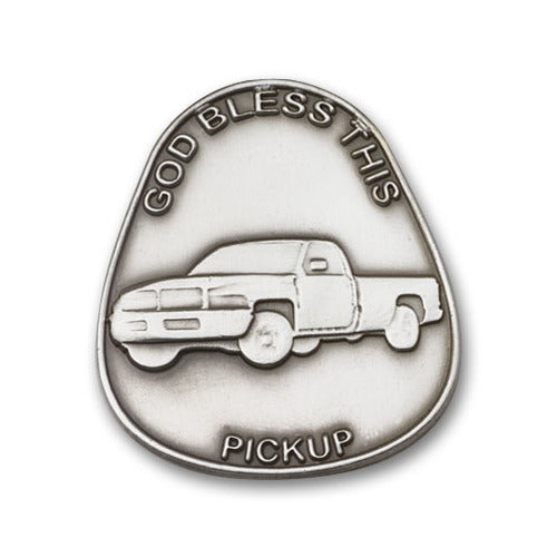 Antique Silver God Bless This Pickup Visor Clip