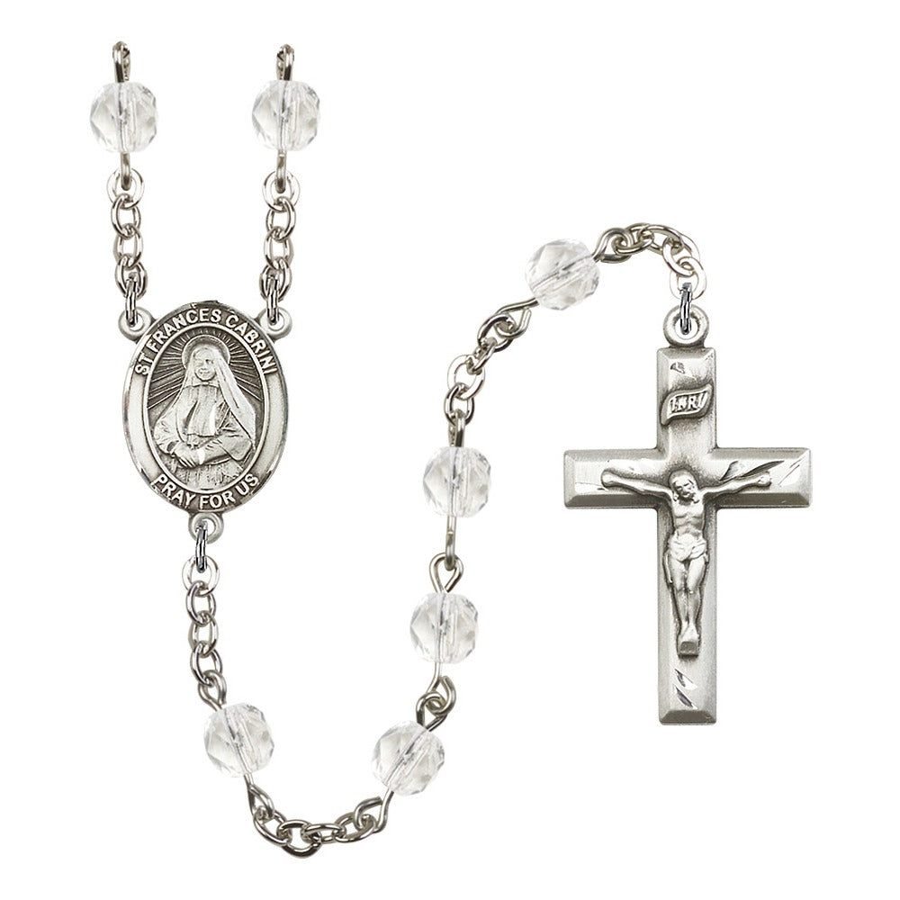St. Frances Cabrini Crystal April Rosary 6mm