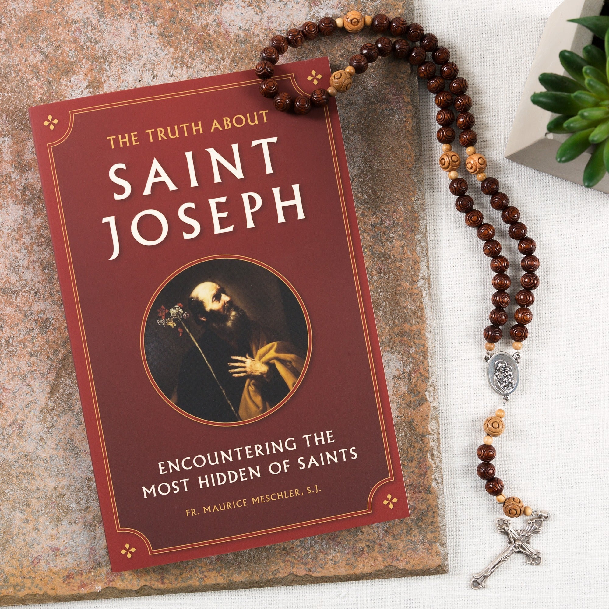 The Truth About Saint Joseph Book & St. Joseph Wood Bead Rosary Set