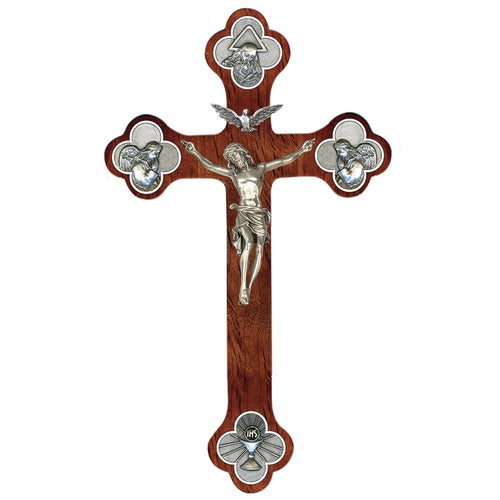 Walnut Trinity Crucifix 12''