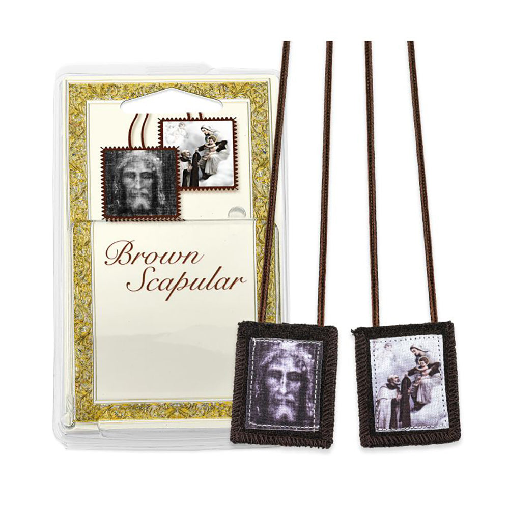 Holy Face Brown Wool Scapular