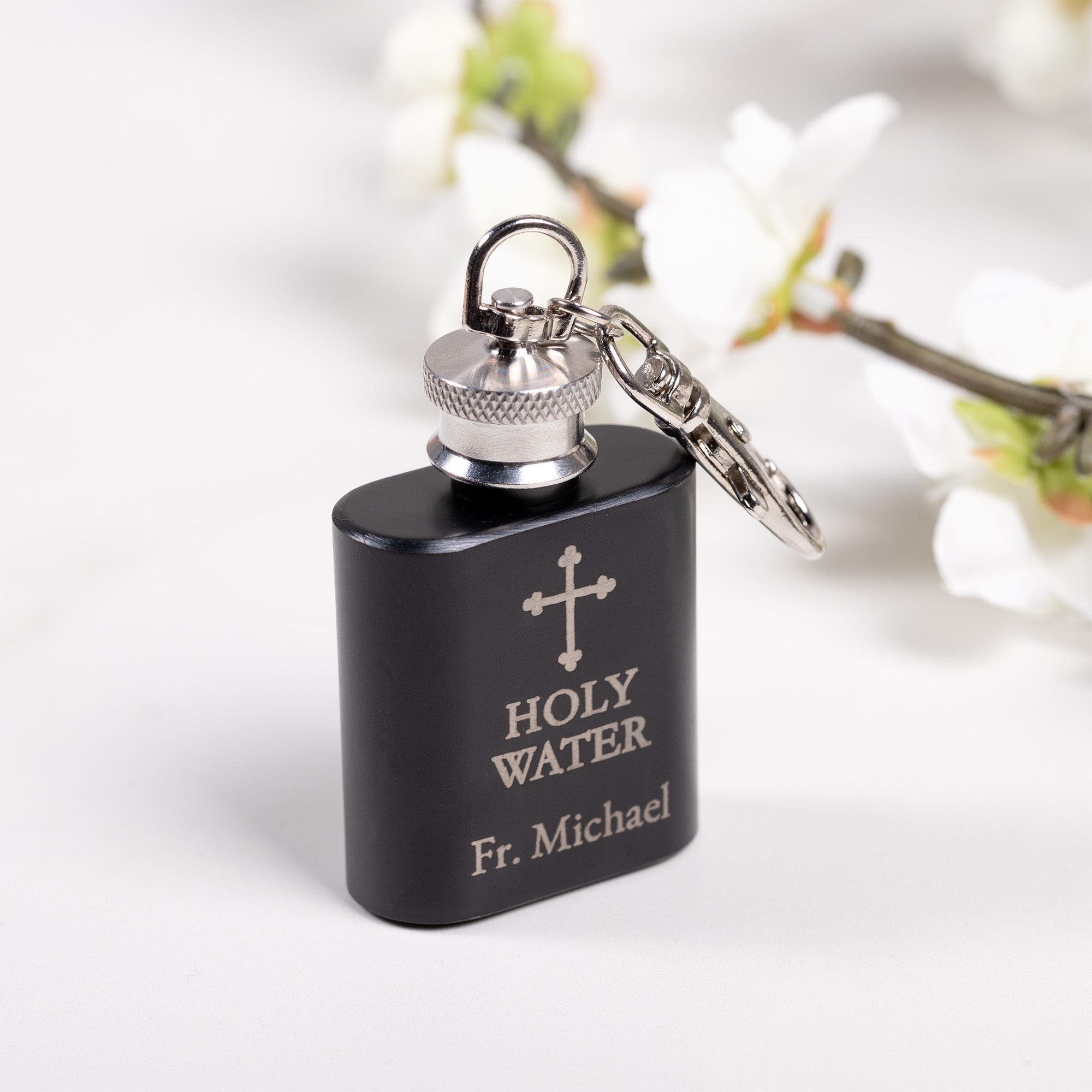 Personalized Holy Water Mini Flask Keychain