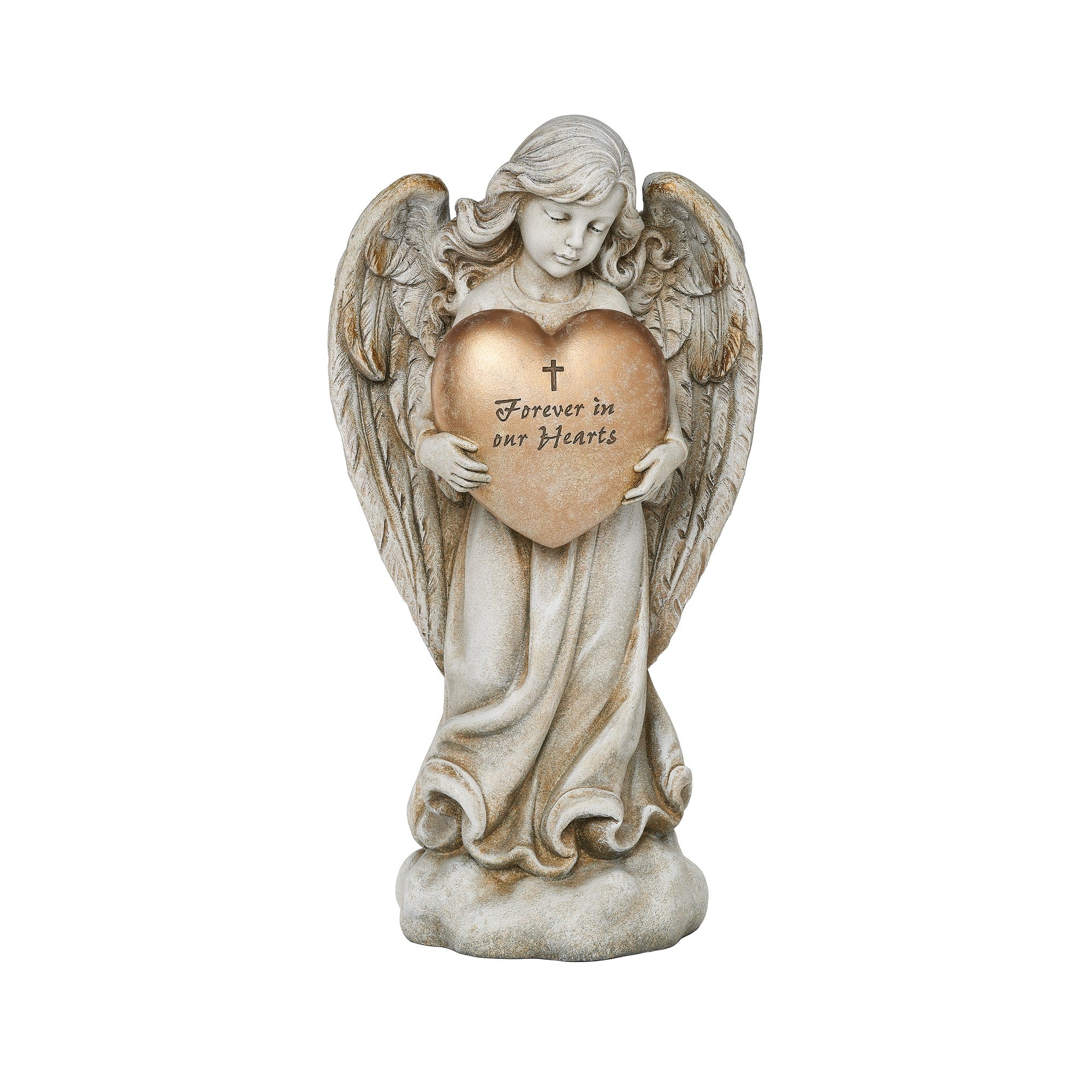 Angel with Heart Memorial Garden Statue-12.25"