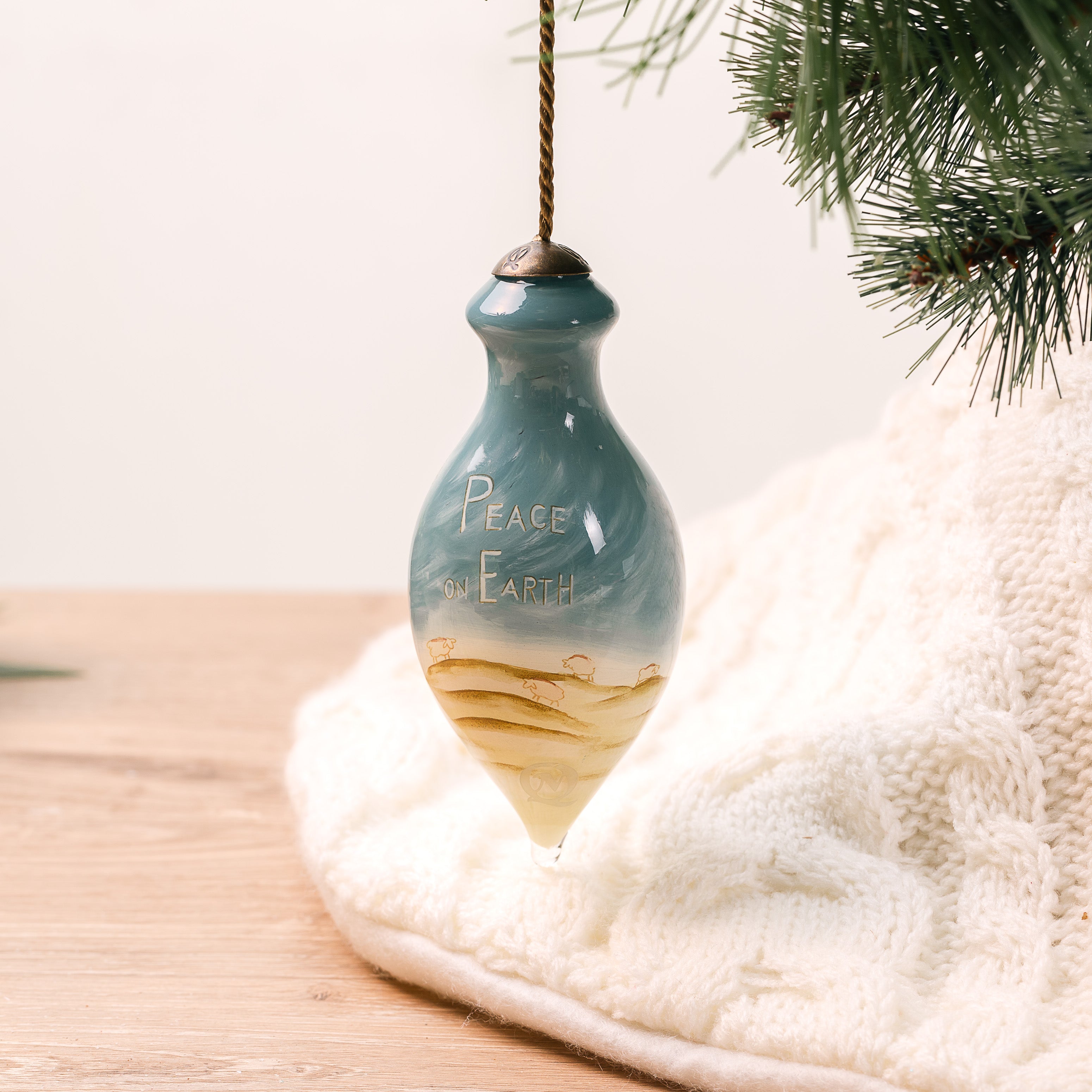 Peace on Earth Blown Glass Ornament