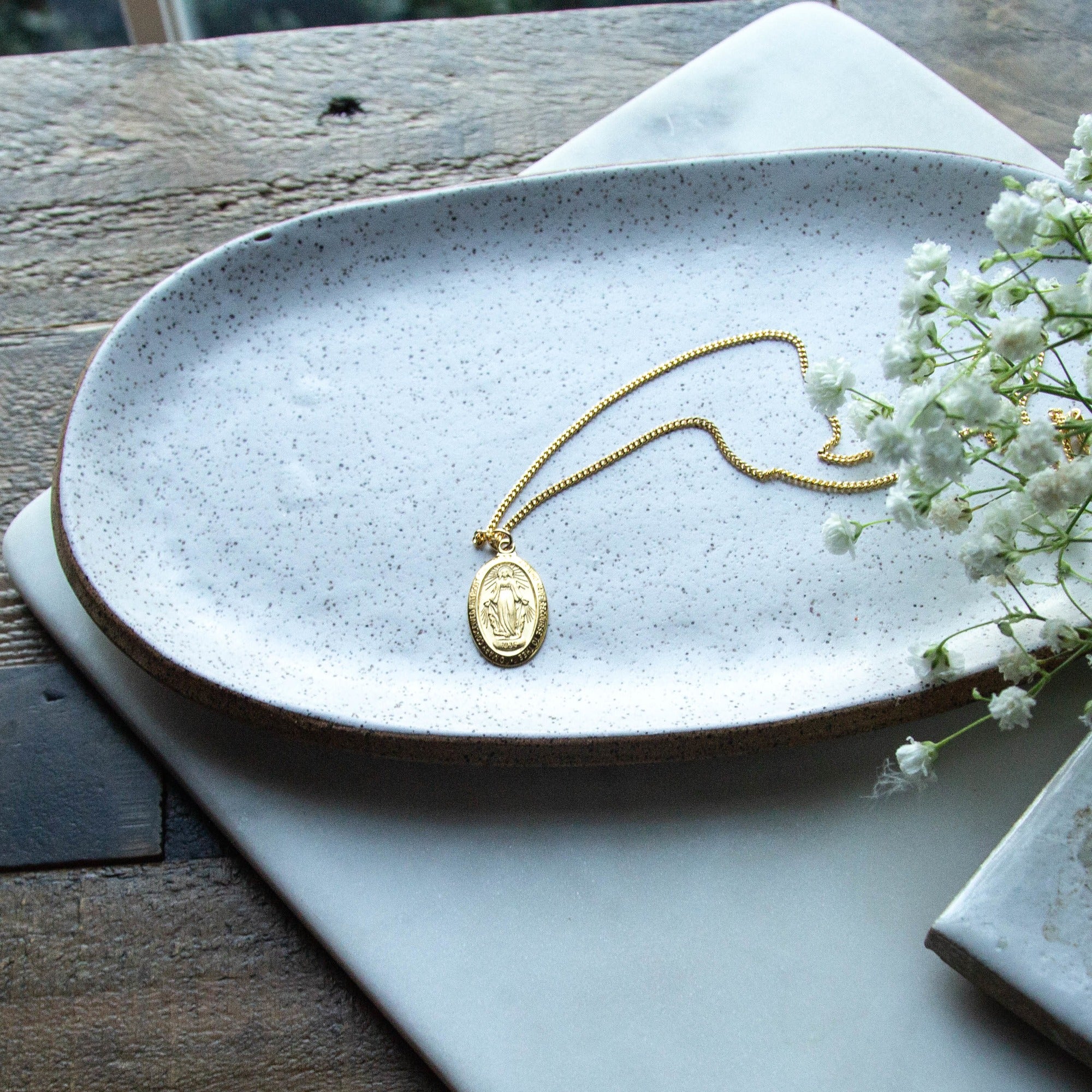 Gold/Sterling Silver Miraculous Medal on 18 inch chain
