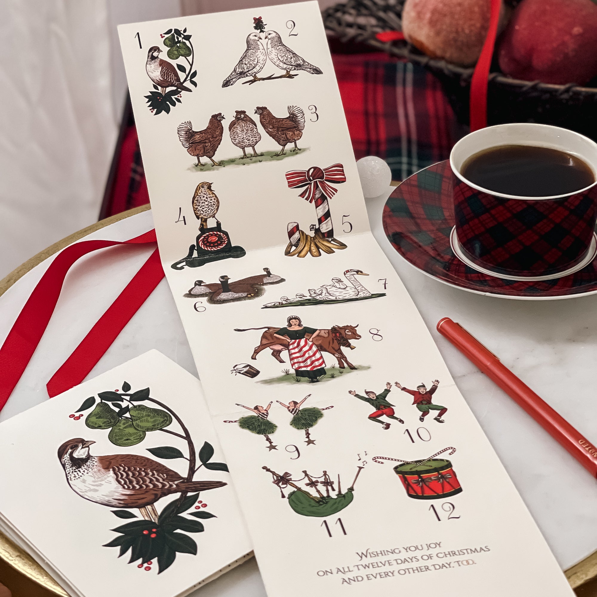 The 12 Days of Christmas Trifold Greeting Cards - Set of 12