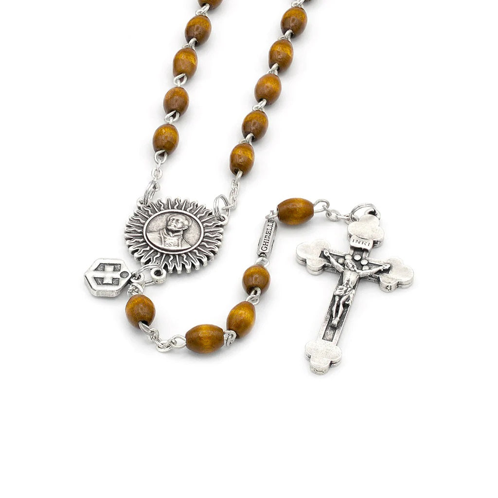 Antique Silver & Wood St. Ignatius Rosary