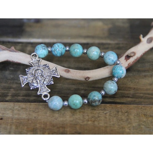 Blue Jasper St. Benedict Bracelet