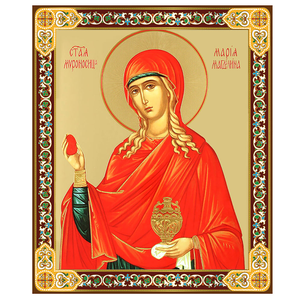 St. Mary Magdalene Gold Foil Wooden Icon - 7.5"