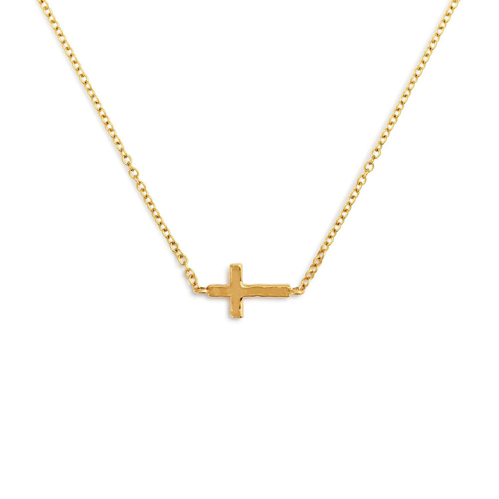 14 KT Gold Plated Horizontal Cross Necklace