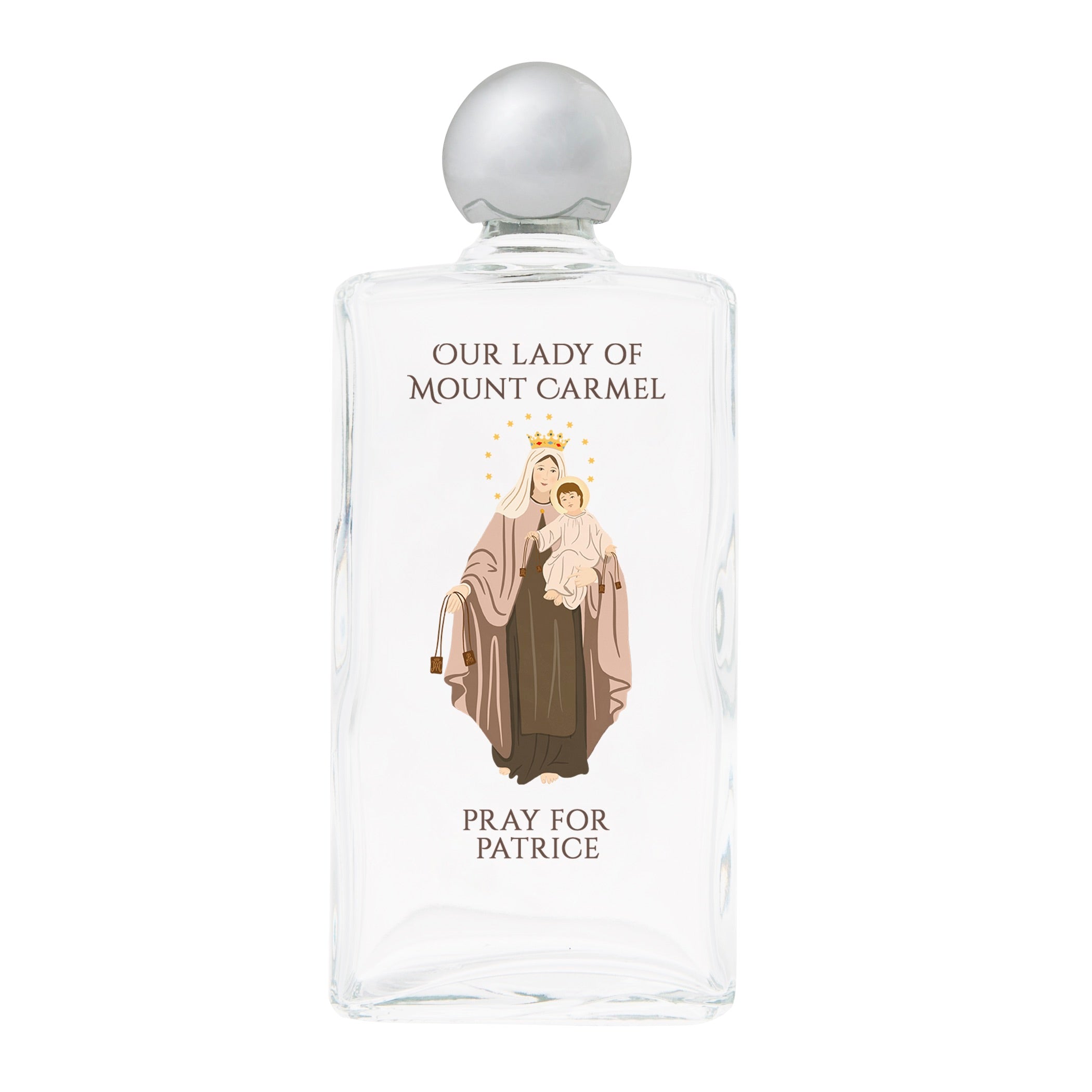 Personalized Our Lady of Mount Carmel Holy Water Bottle