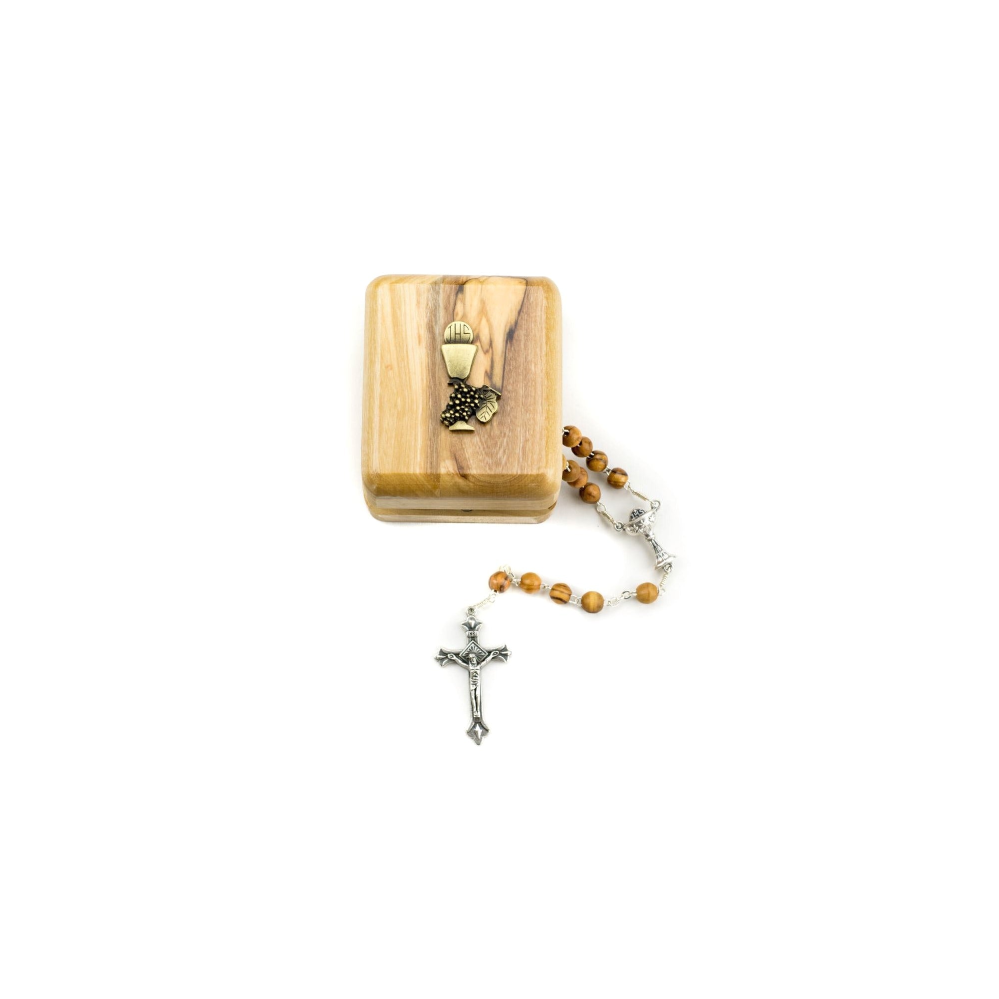 First Communion Olive Wood Rosary & Box