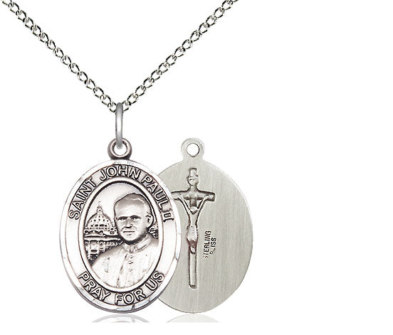 Sterling Silver Pope John Paul II Pendant w/ Chain