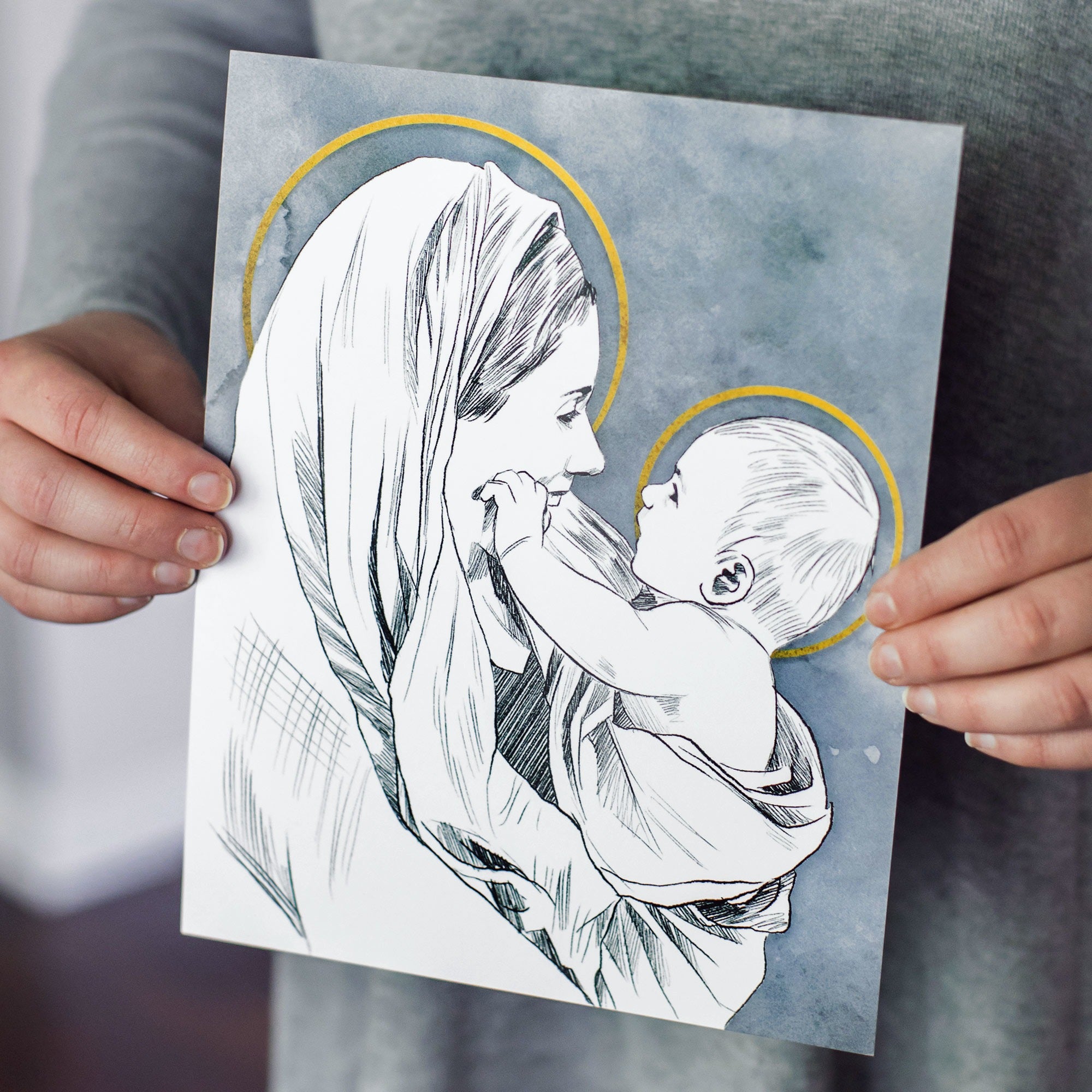 Jesus and Mary at Play Unframed Print - 8" x 10"