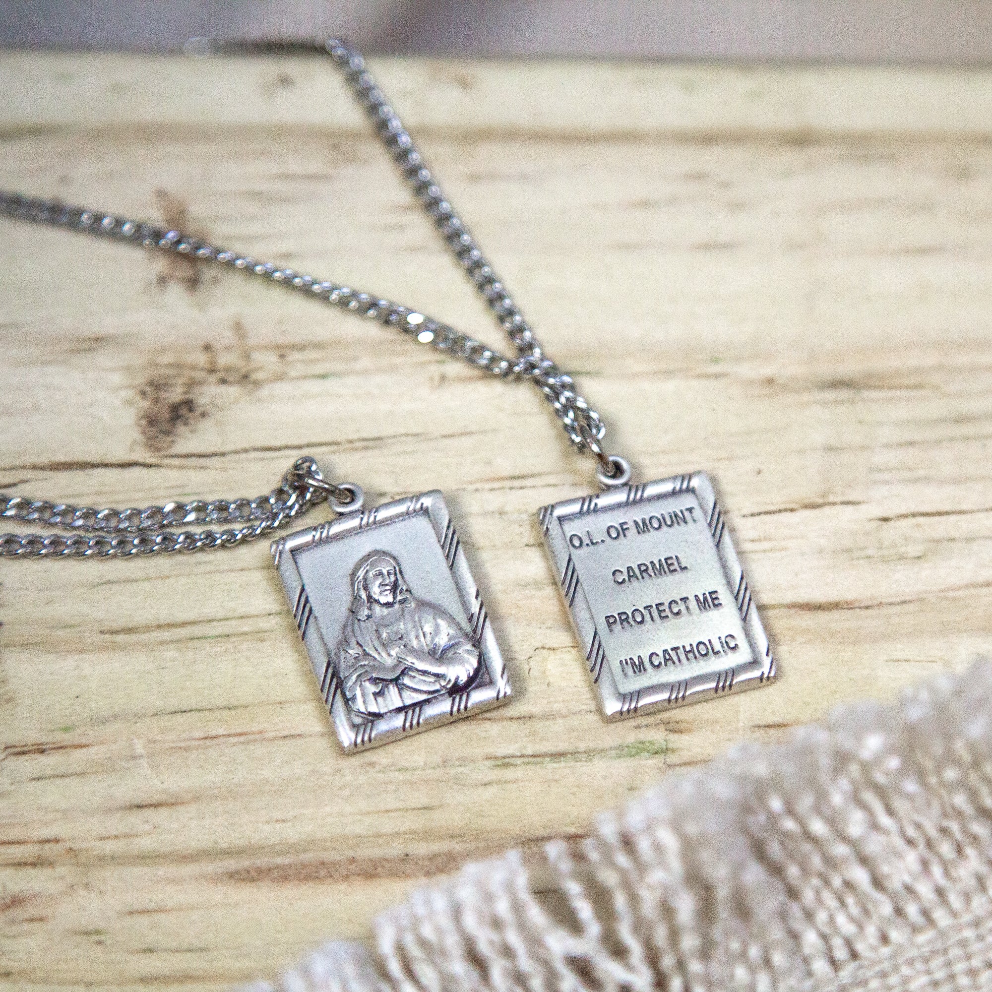 Sterling Silver Scapular with 18 inch Chain