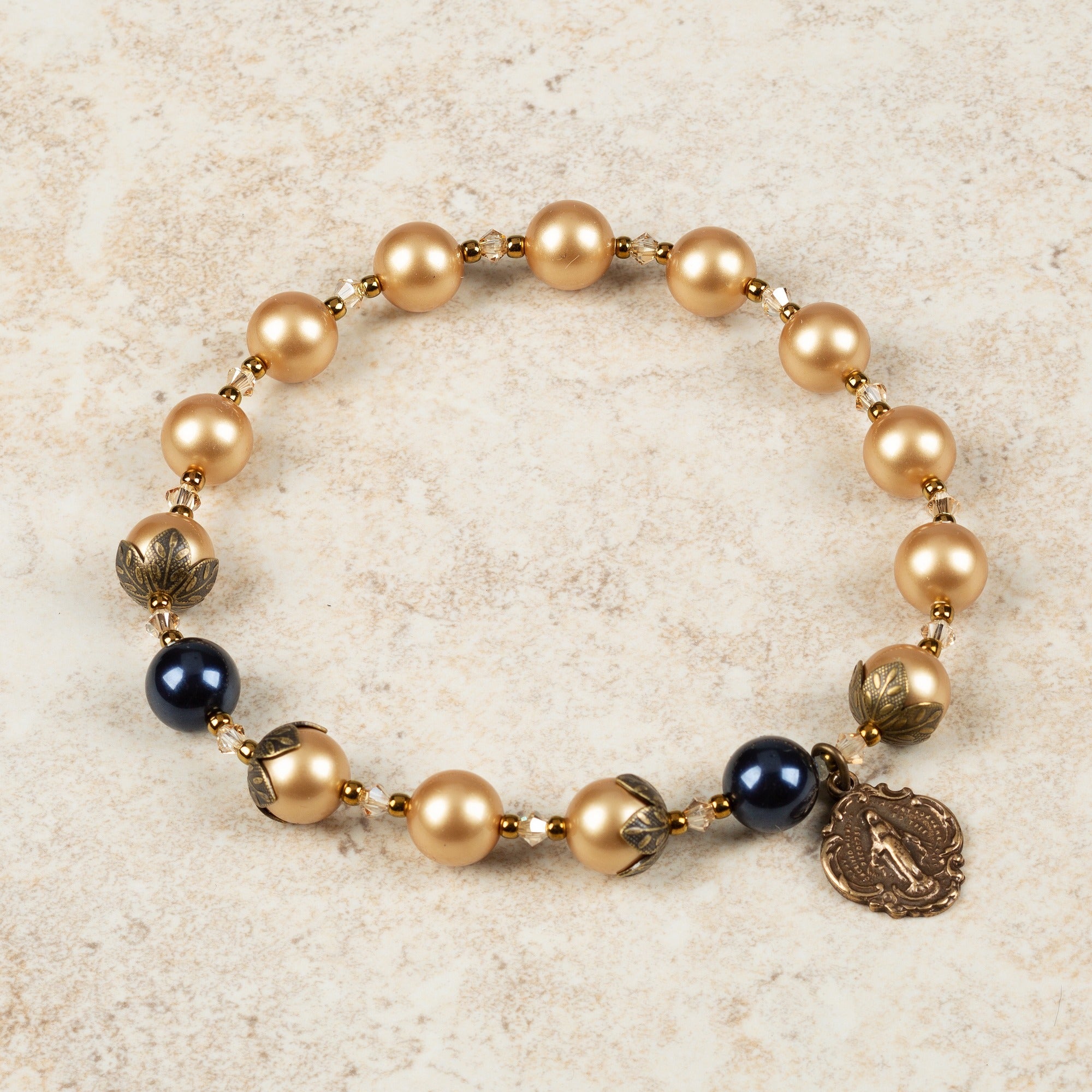 Golden Pearl Rosary Bracelet