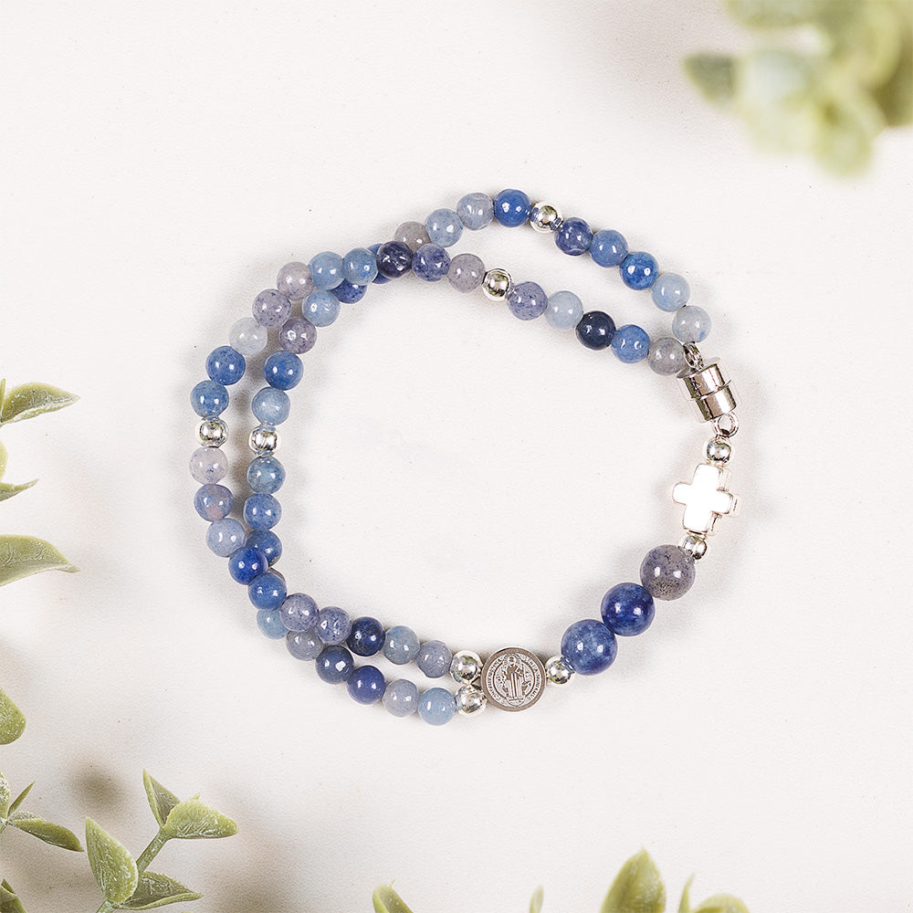 アクセサリー NEIGHBORHOOD STONE BEADS / S-BRACELET Petite Stone Bead St. Benedict 5 Decade Rosary Bracelet