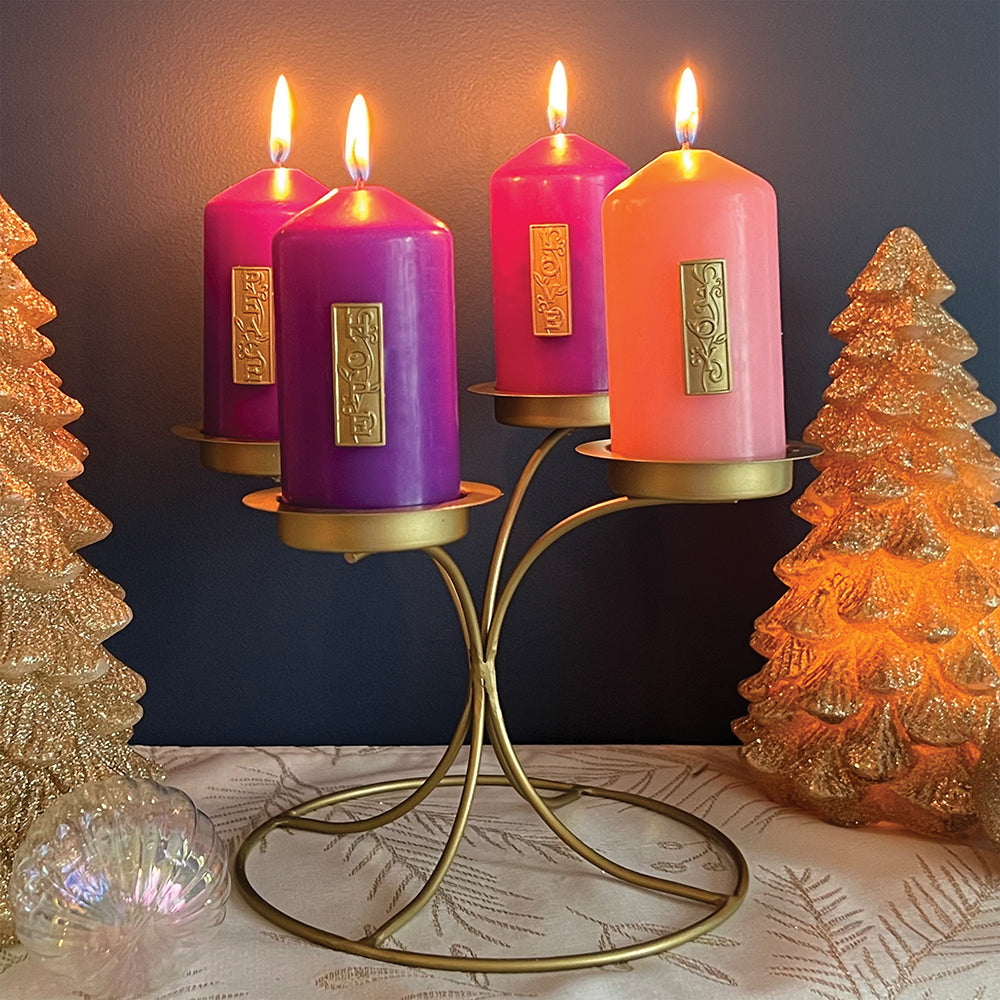Radiant Promises Multi-Level Gold Advent Candleholder