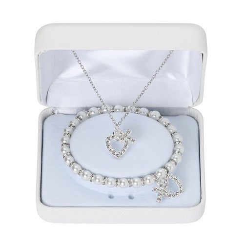 Crystal and Pearl Bracelet & Necklace Set