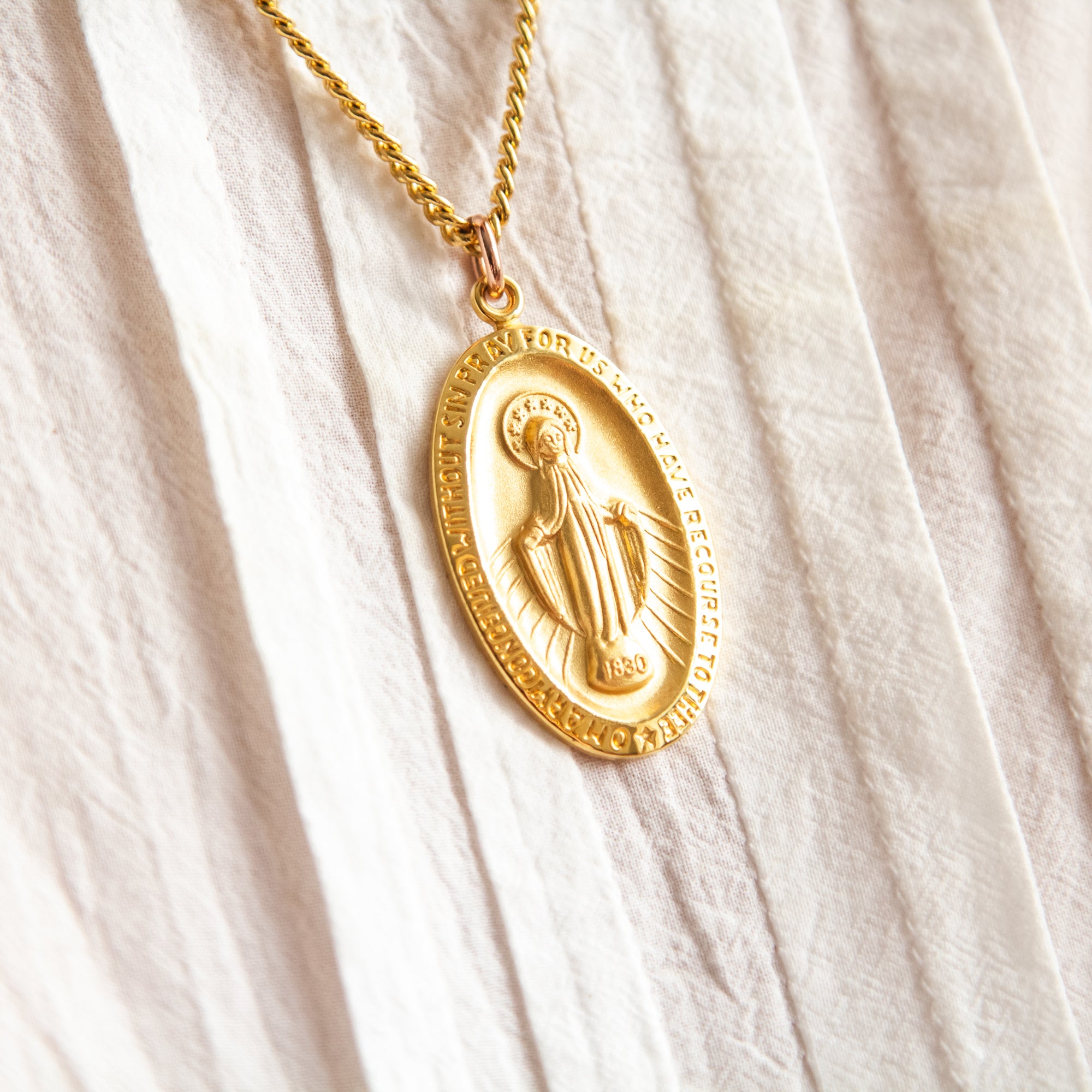 Gold/Sterling Silver Miraculous Medal with 24 inch chain